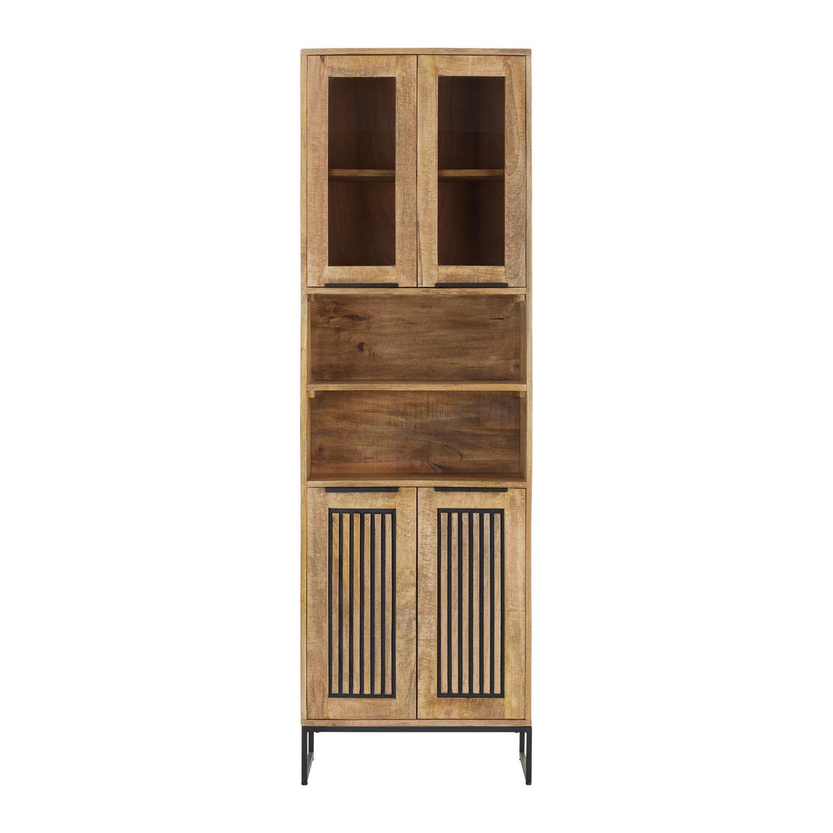 Hochschrank Everest Naturfarben/Schwarz - Schwarz/Naturfarben, Natur, Holz/Metall (60/190/32cm) - Mömax
