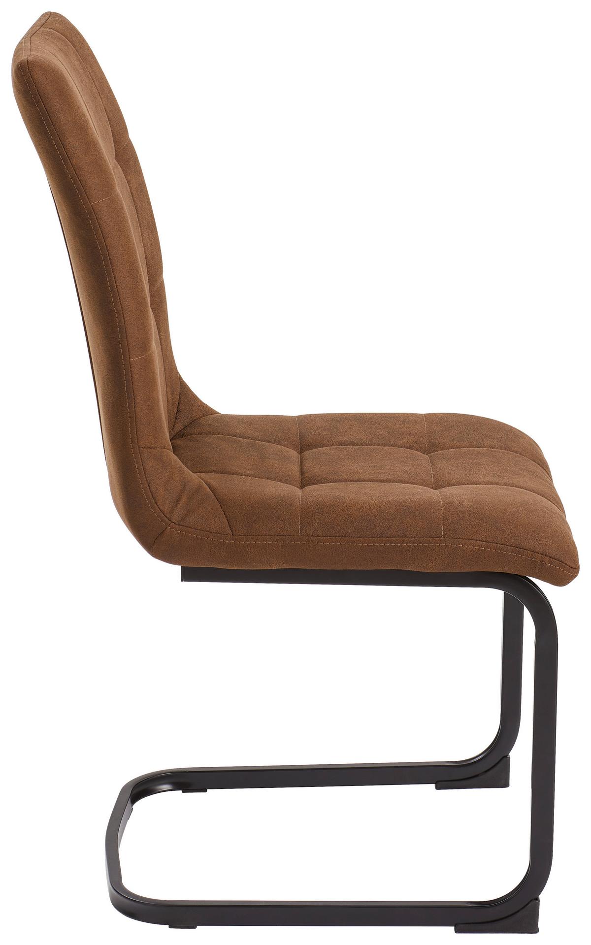 KRZESŁO NA PŁOZIE WERNER - czarny/szary, Basics, metal/tkanina (45/95/61cm) - MID.YOU