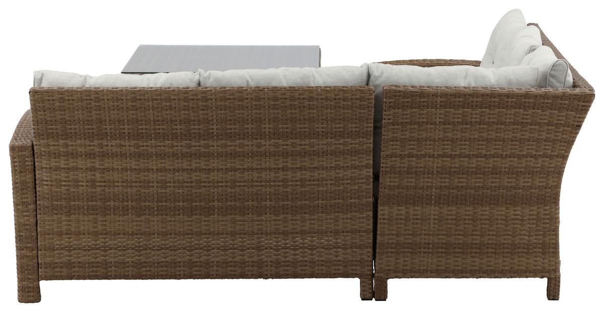 Loungegarnitur Watford Brau/Hellgrau - Braun, KONVENTIONELL, Holz - Gardenson