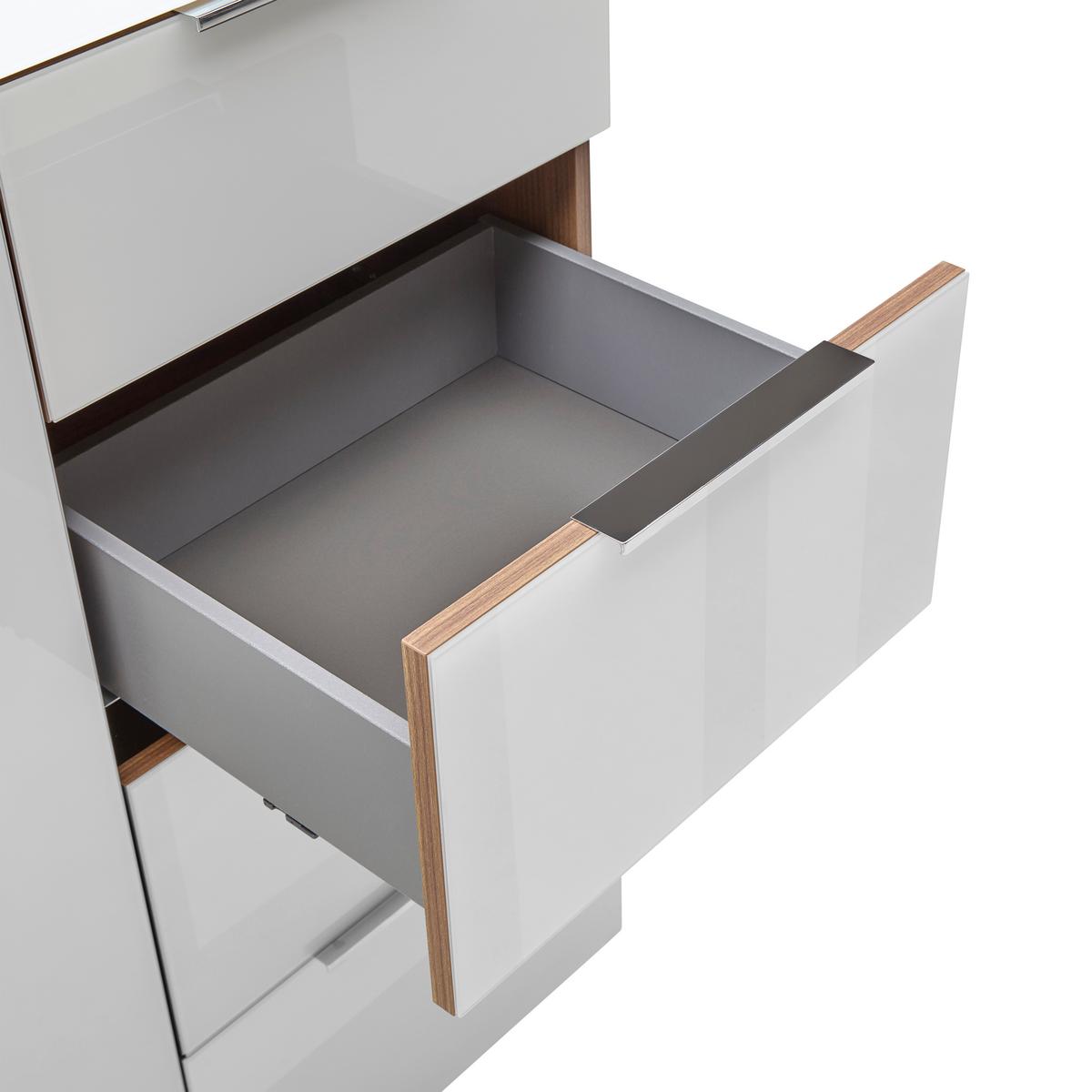 Kommode Siena Weiß/Nussbaumfarben - Silberfarben/Nussbaumfarben, MODERN, Glas/Holzwerkstoff (135/99/40cm) - Mömax
