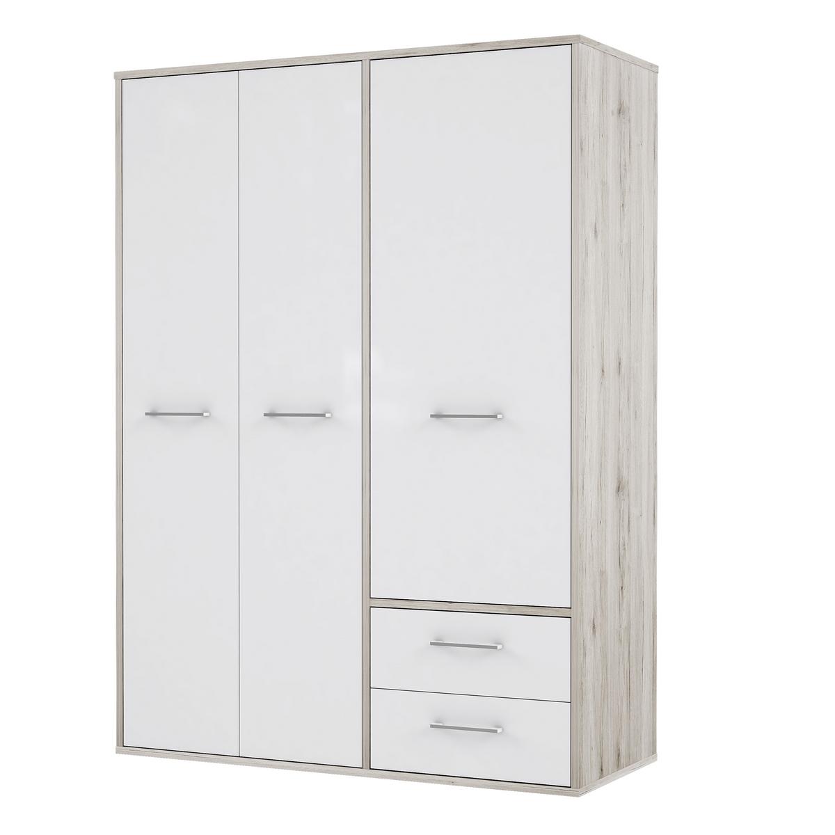 DULAP USI ROTATIVE JANDIA - alb/culoare lemn stejar, Konventionell, plastic/metal (147/201,5/60cm) - Modern Living