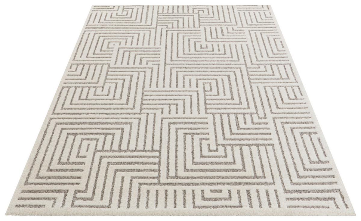 Hochflorteppich Manipu Creme/Grau ca. 80x150cm - Creme/Grau, Basics, Kunststoff (80/150cm)