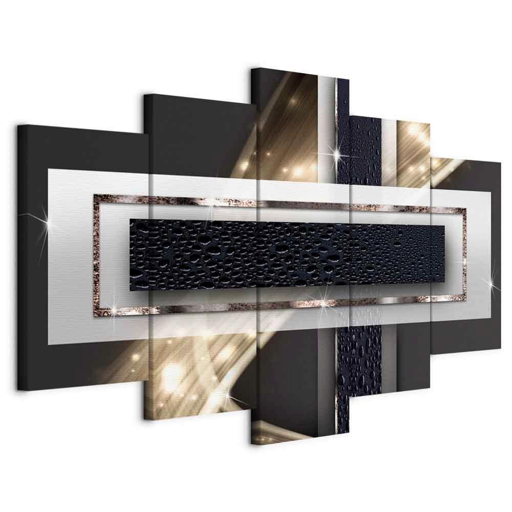 Slika Na Platnu Night Storm - zlate barve/črna, Basics, tekstil/leseni material (200/100/1.2cm) - artgeist