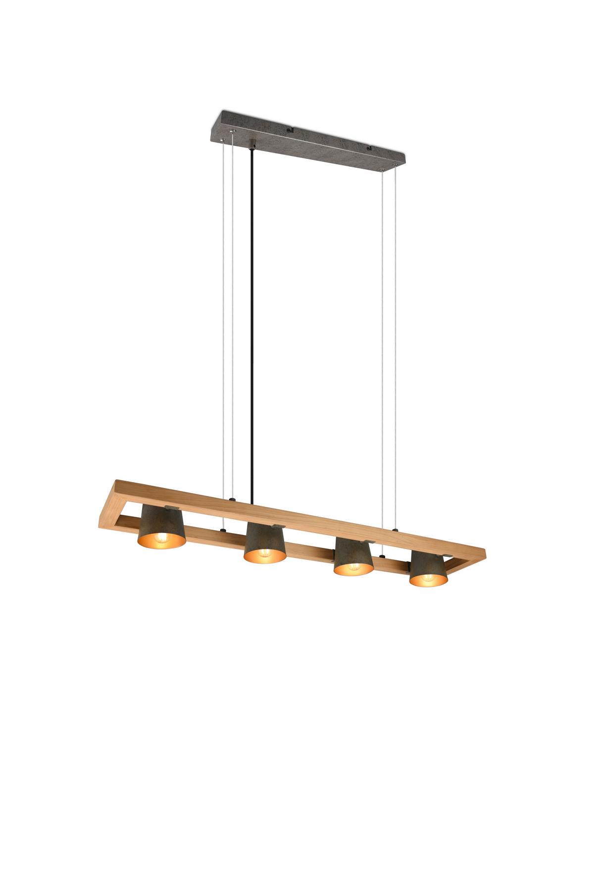 Hängeleuchte Bell max. 25 Watt - Nickelfarben, Natur, Holz/Metall (100/150/21cm) - Trio Leuchten