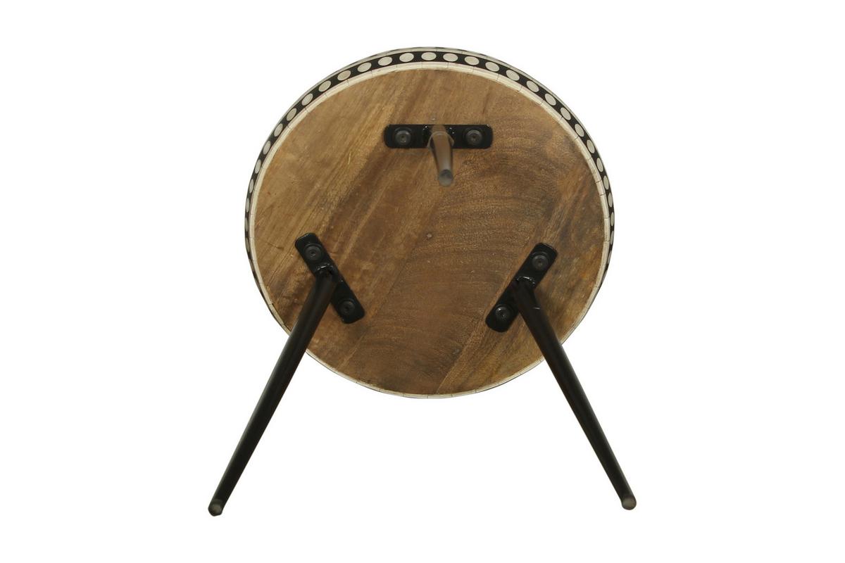Beistelltisch Jana ca.35x42x35cm Mangoholz massiv - Schwarz/Naturfarben, MODERN, Holz/Metall (35/42/35cm) - MID.YOU