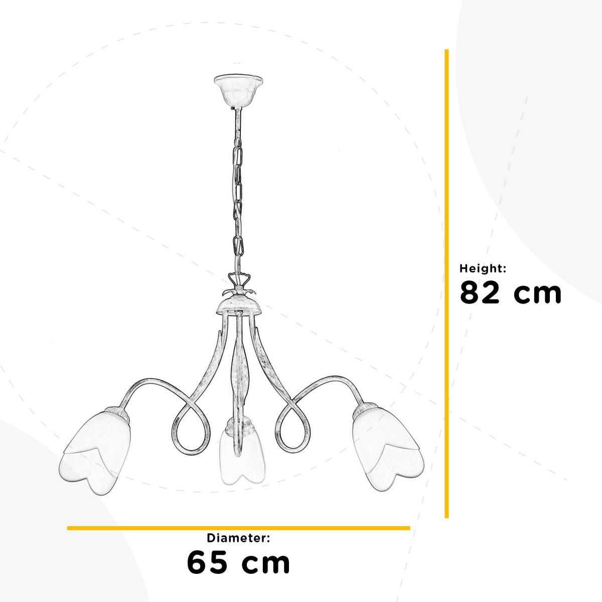 Kronleuchter Doppio Giro Bronzefarben max. 6 Watt - KONVENTIONELL, Glas/Metall (65/82cm)