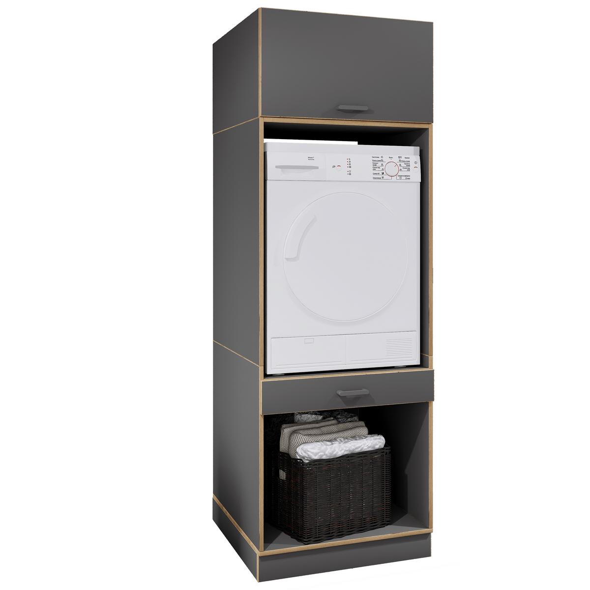 Waschmaschinenschrank Rislo - Honigeiche/Anthrazit, Trend, Holzwerkstoff/Kunststoff (67/200/68cm) - MID.YOU
