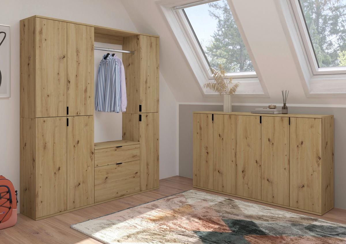Schuhschrank Projekt X ca.61x99x34cm Eichefarben - KONVENTIONELL, Holzwerkstoff/Kunststoff (61/99/34cm) - MID.YOU