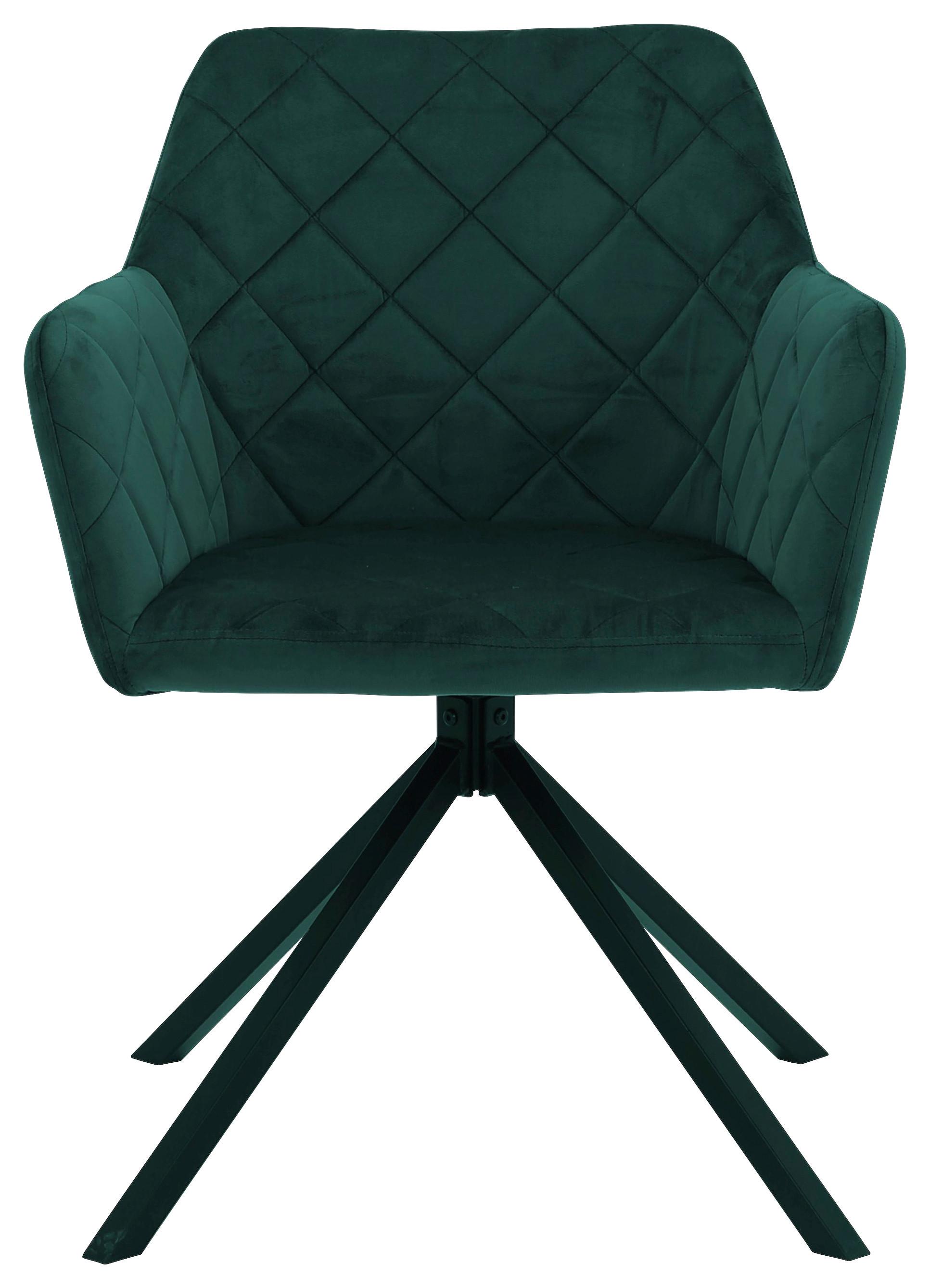 Stol Patti, Zelena, Vrtljiv - črna/zelena, Konvencionalno, kovina/tekstil (58/81/54cm)