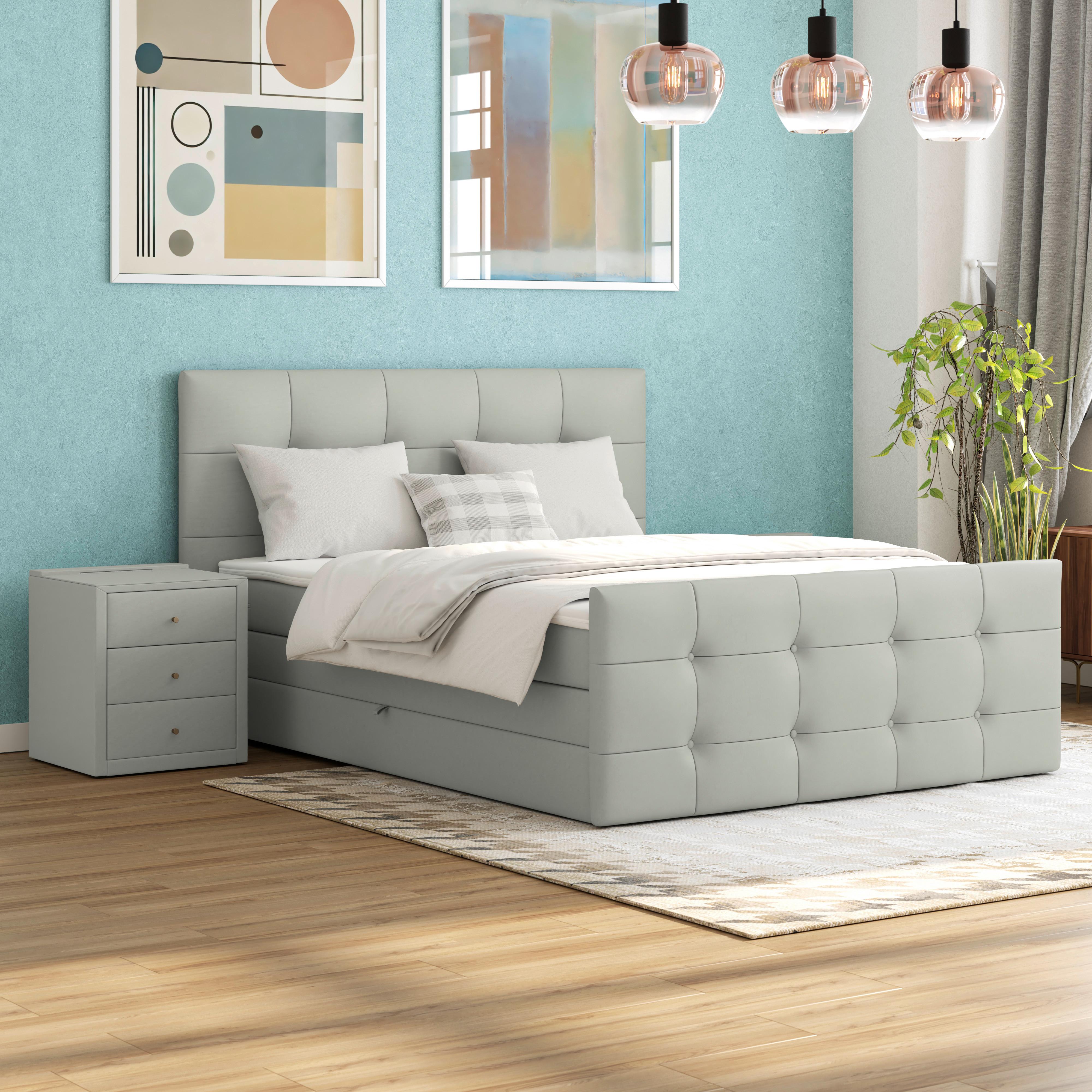 PAT BOXSPRING JOSIE C - argintiu, Modern, plastic/lemn (160/200cm)