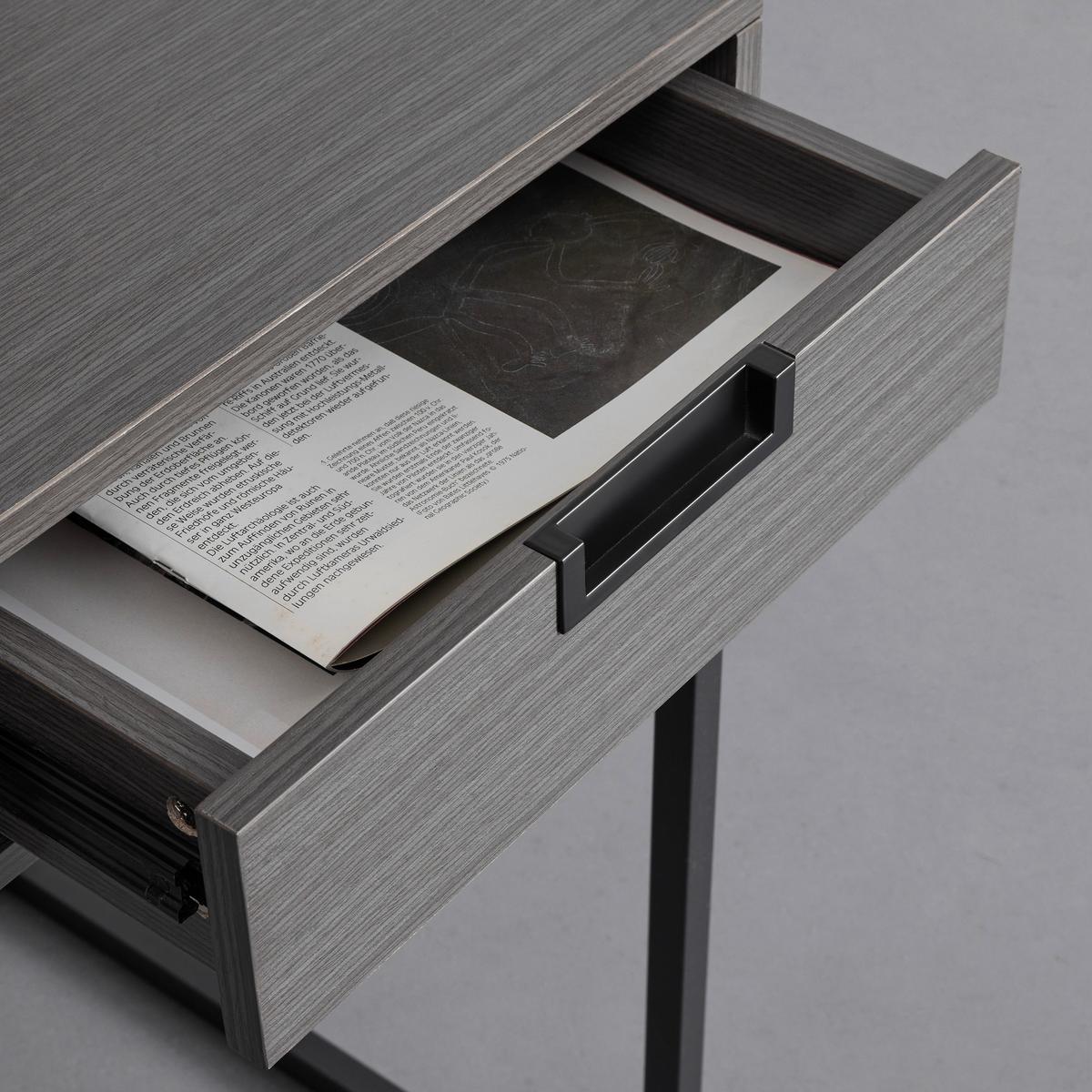 Schreibtisch Aurora Walnussfarben MDF ca.120x50 cm - Walnussfarben/Schwarz, MODERN, Metall (120/50/76cm) - Bessagi Home
