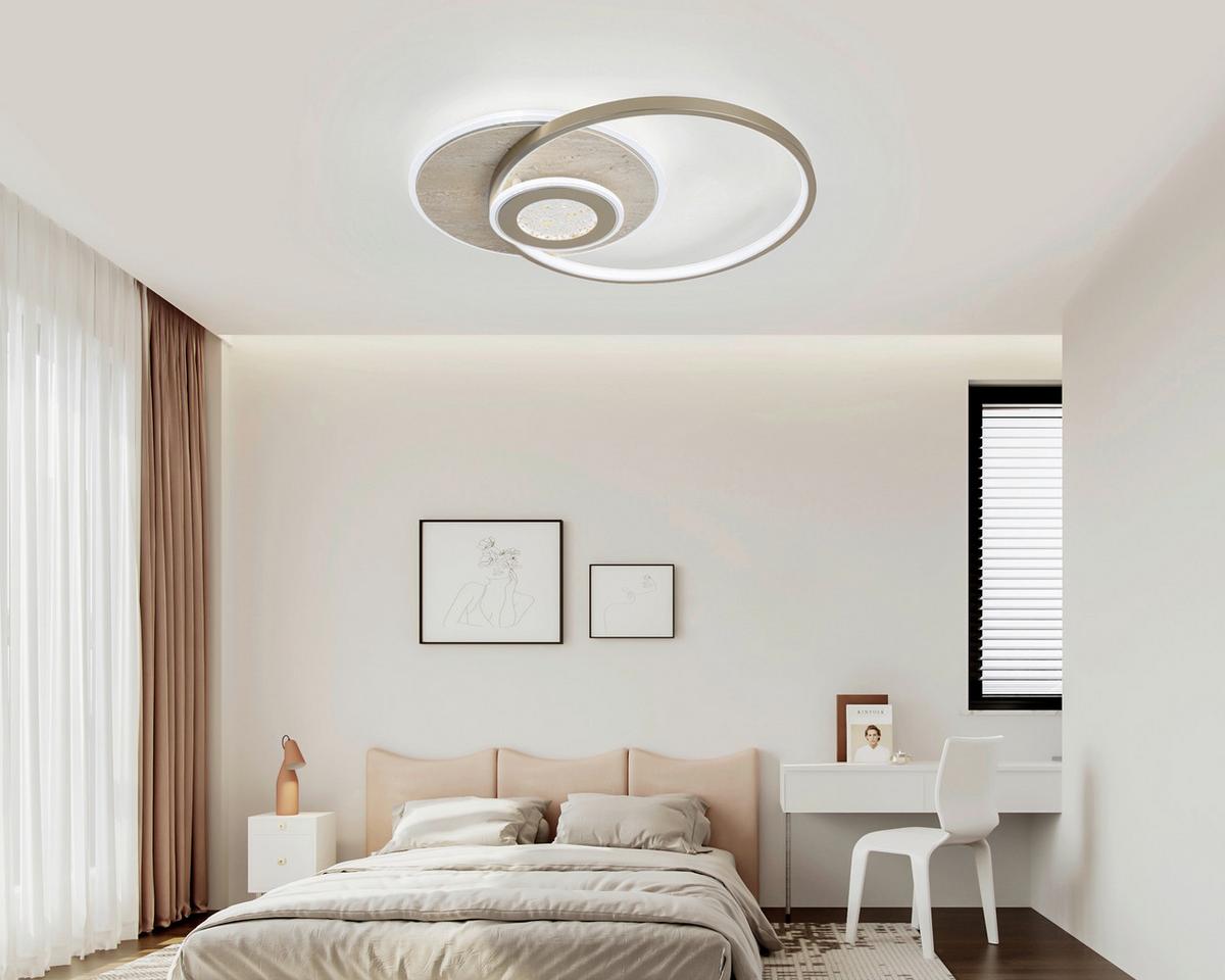 LAMPA SUFITOWA LED TRAVARA *SBN* - kolor piaskowy/szampanowy, Design, kamień/tworzywo sztuczne (54,5/43/8cm) - Novel