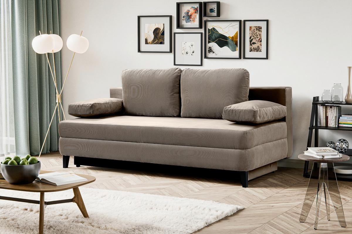Schlafsofa Sorto Braunbeige - Beigebraun/Schwarz, Basics, Holz/Textil (200/91/100cm) - MID.YOU