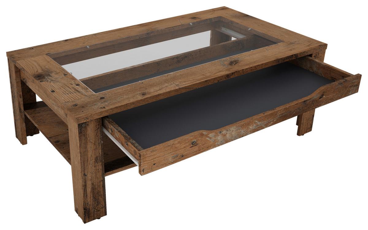 Couchtisch mit Ablagefach Ralph Braun - Anthrazit/Braun, Basics, Glas/Holzwerkstoff (110/67/43cm) - MID.YOU