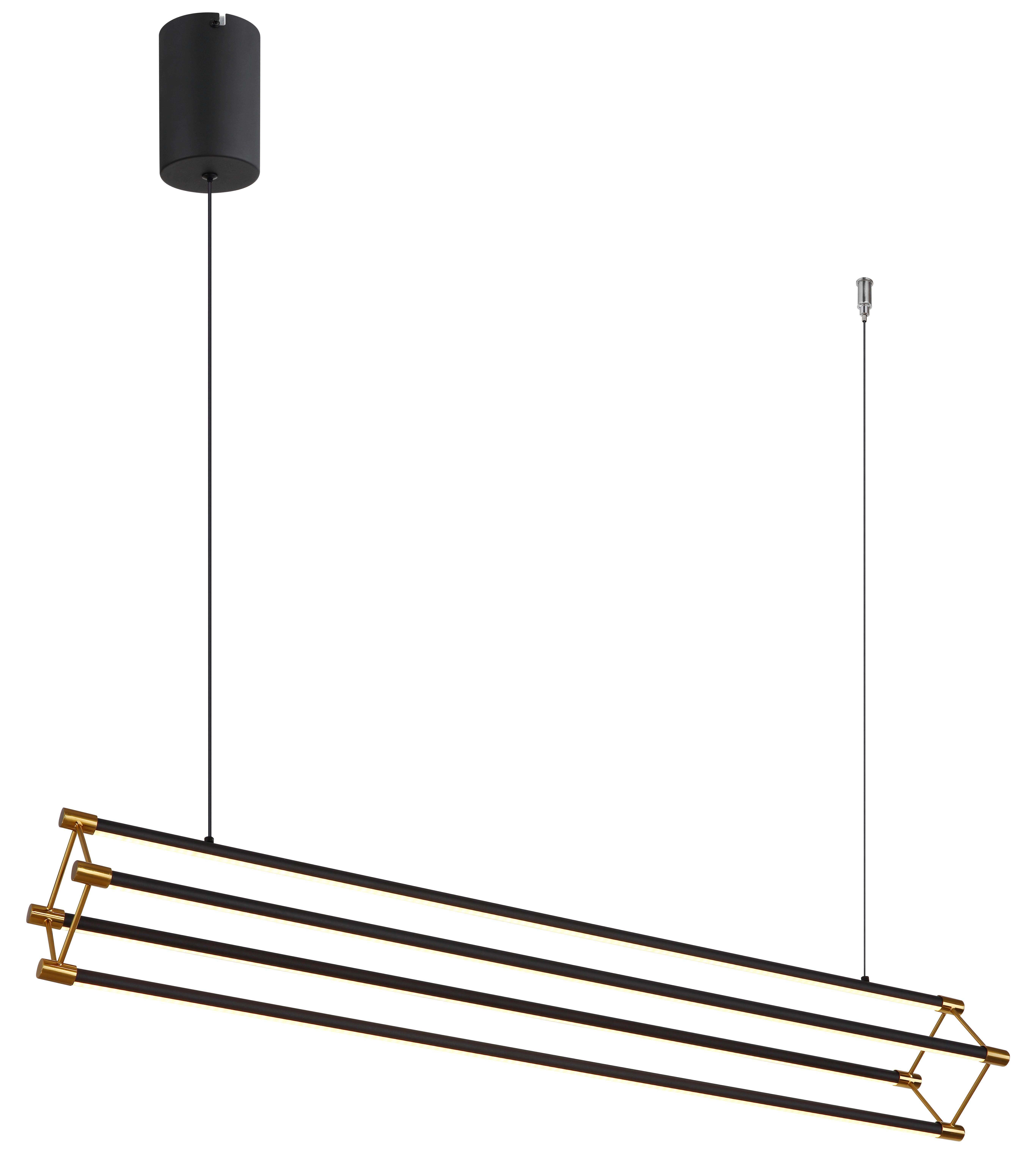 LED-HÄNGELEUCHTE 67184-40 - Goldfarben/Schwarz, Design, Kunststoff/Metall (104/16,2/150cm) - Globo