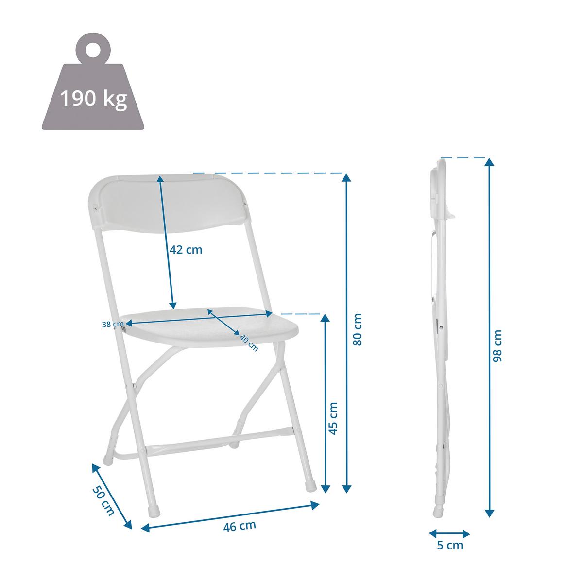 Zložljiv Stol Tudela Xxl W, Bela - bela, Basics, umetna masa (46/80/50cm) - MID.YOU