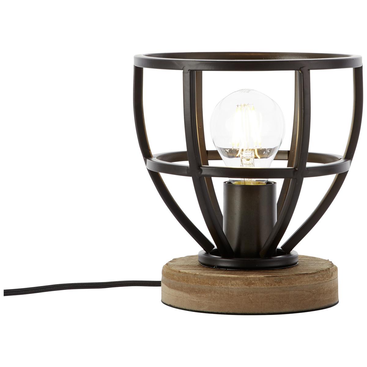 Tischleuchte Matrix Wood in Schwarz max. 40 Watt - Schwarz, Design, Holz/Metall (18/19,5cm) - Brilliant