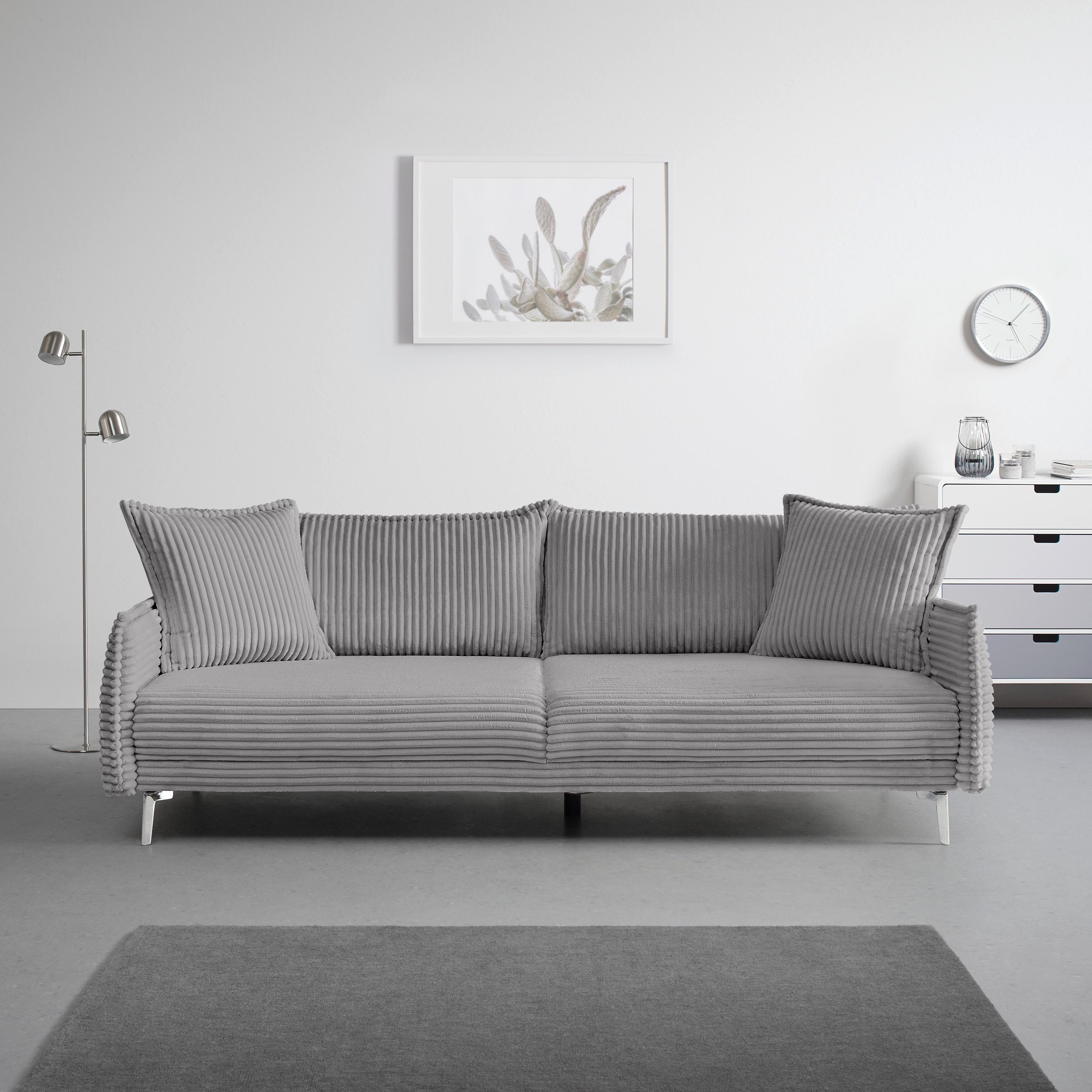 Mega Sofa Kiss - svijetlo siva/boje kroma, Moderno, drvo/metal (241/90/117cm) - Mömax