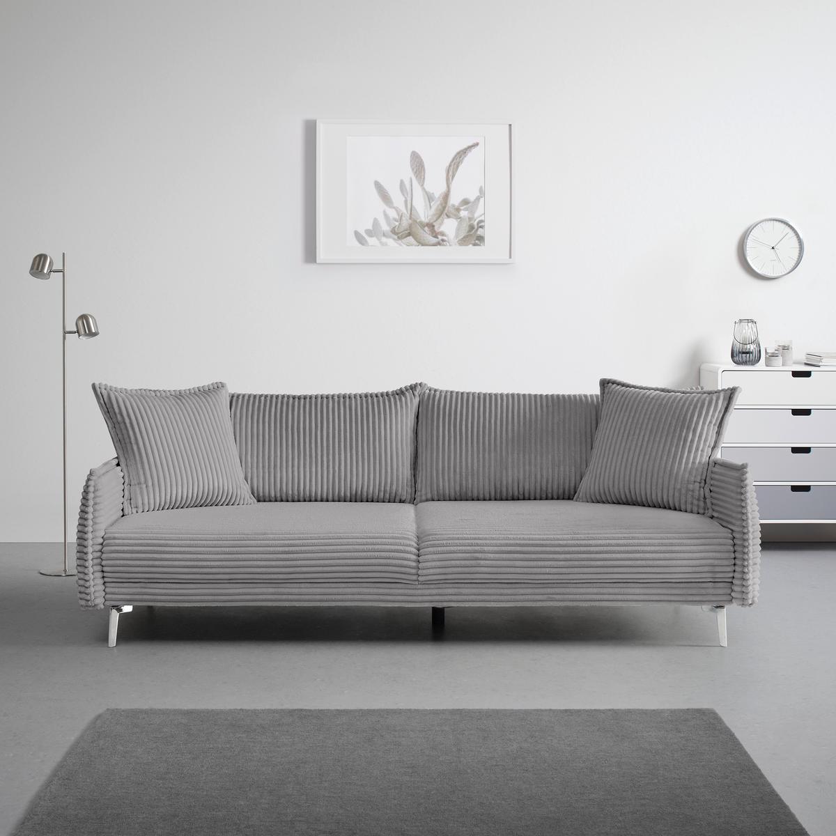 Bigsofa Kiss Hellgrau - Chromfarben/Hellgrau, MODERN, Holz/Metall (241/90/117cm) - Mömax
