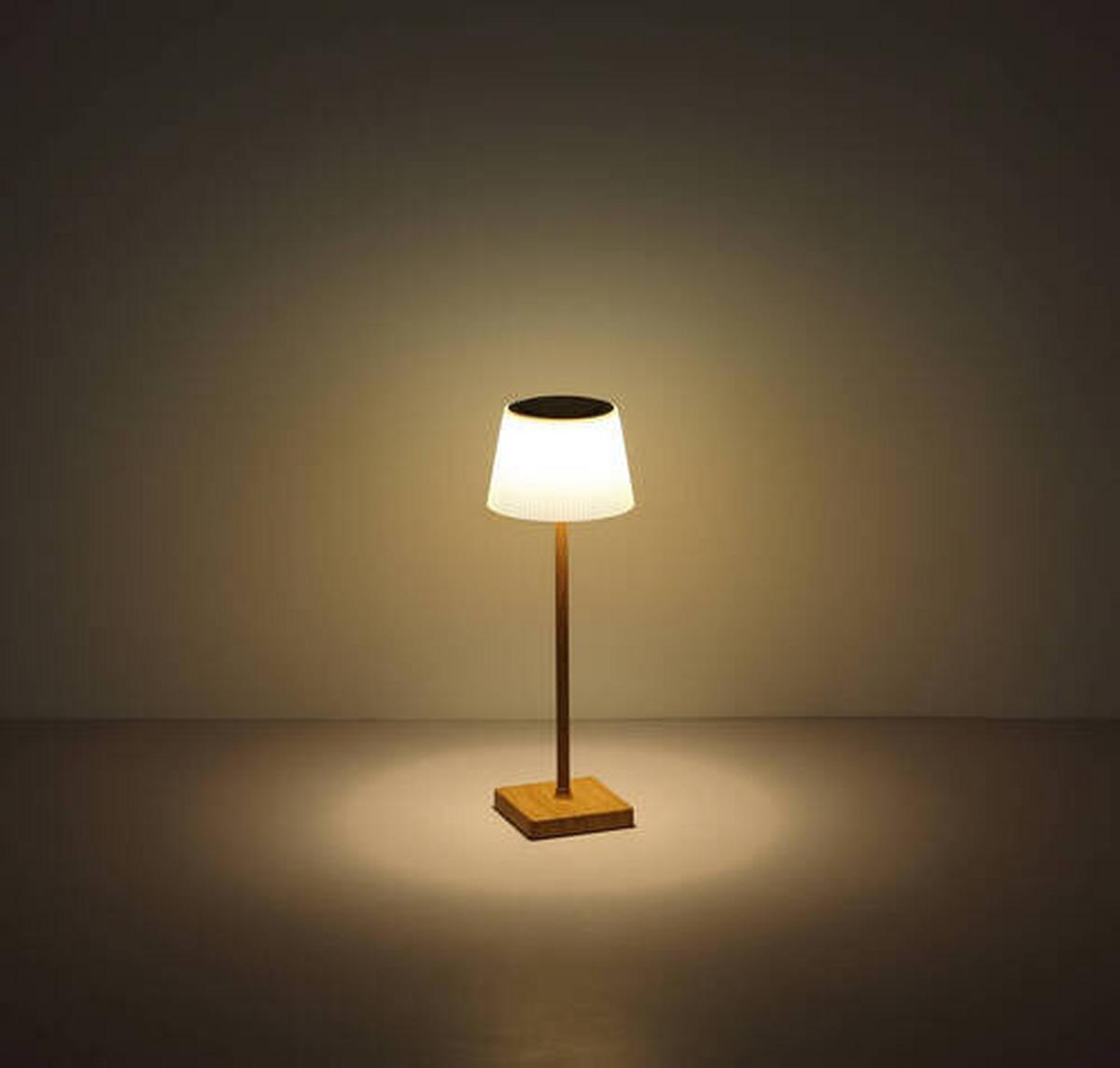 AKKU-TISCHLEUCHTE 58434BB - Schwarz/Braun, Design, Kunststoff/Metall (13/38cm) - Globo