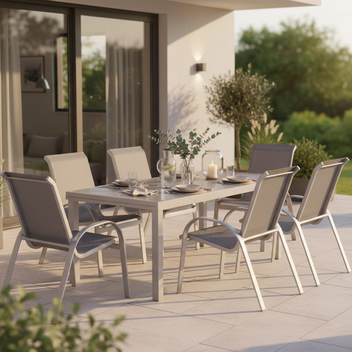 Vrtna Garnitura Amalfi, 7-Delno, Rjava - srebrne barve/rjava, Konvencionalno, kovina/steklo - Gardenson