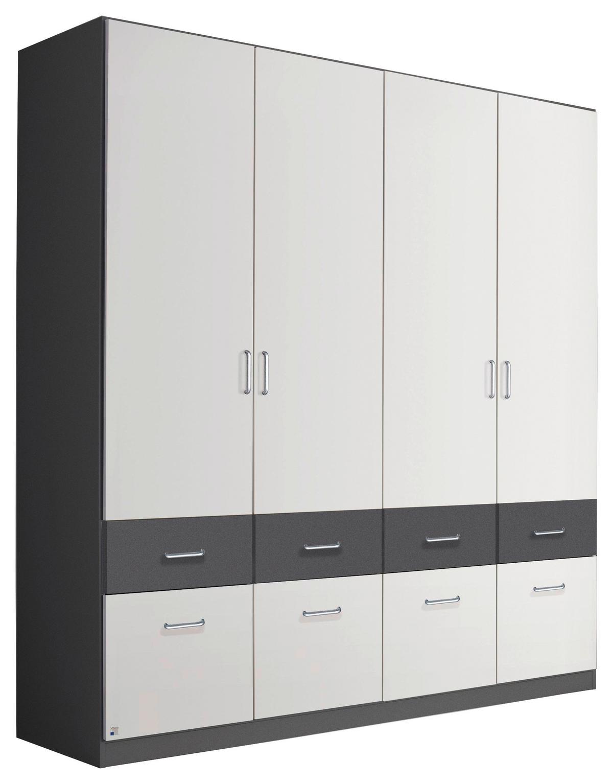 DULAP USI ROTATIVE AALEN - alb/gri, material pe bază de lemn (181/197/54cm) - Modern Living