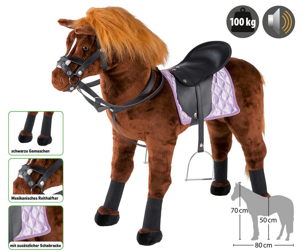 KONIK NA BIEGUNACH 58038 - brązowy, Trend, tkanina (81cm)