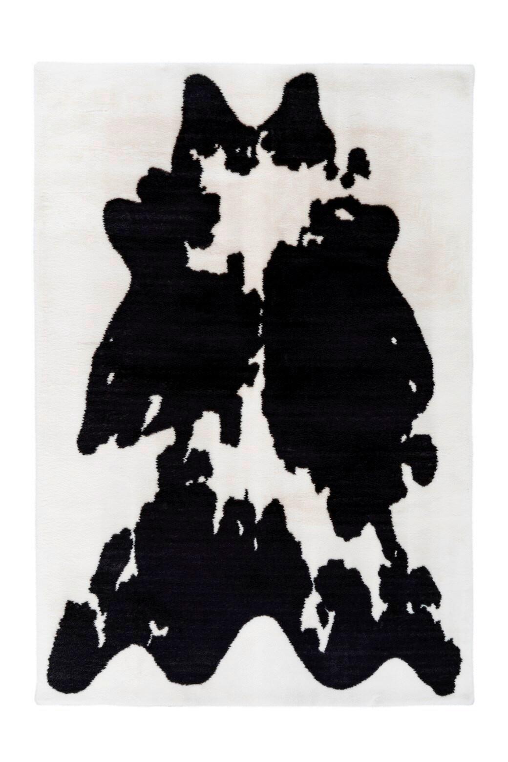Hochflorteppich Rabbit Animal - Weiss/Schwarz, Konventionell, Textil (160/230cm) - Kayoom