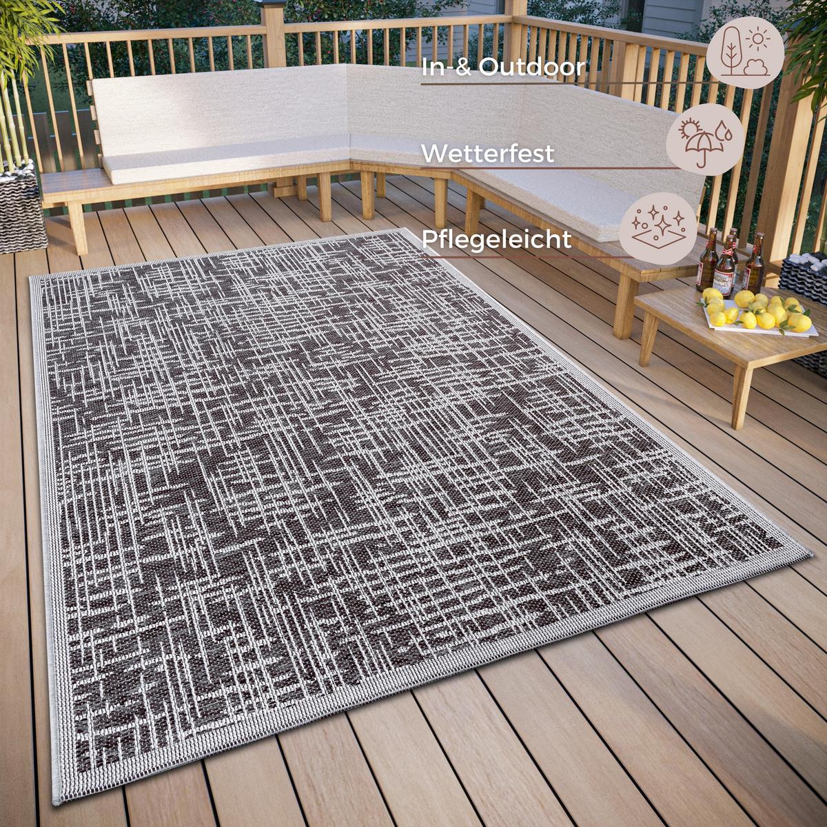 Outdoorteppich Telu Grau/Beige ca. 76x150cm - Beige/Grau, Design, Kunststoff (76/150cm)
