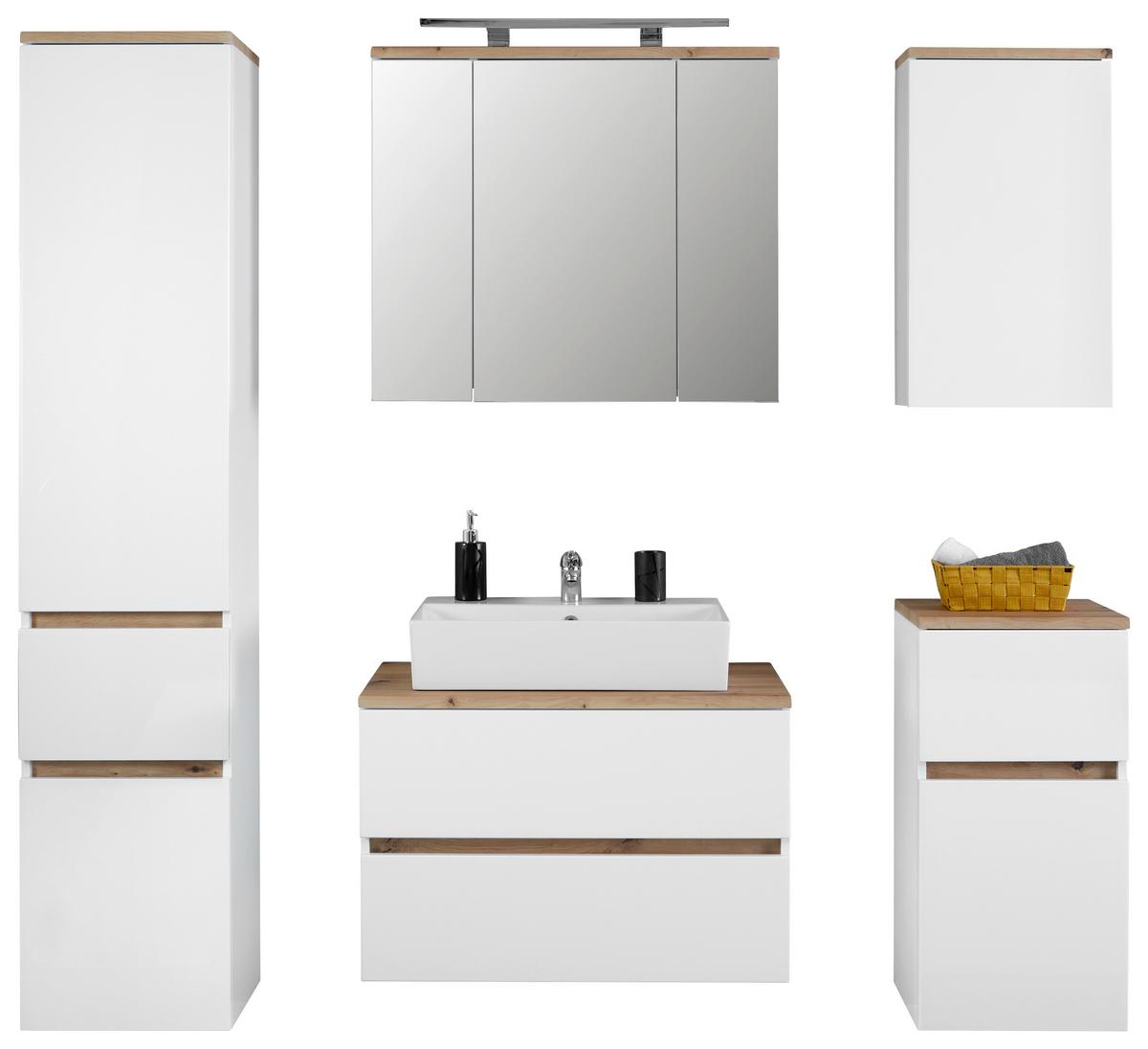 Kupaonica Marbella Wtu 80 - bijela/hrast Artisan, Moderno, drvni materijal (160cm)