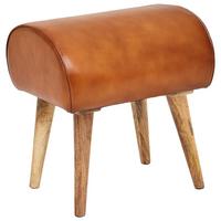 Tabure Hocker - naravne barve/rjava, Moderno, les/usnje (45/53/40cm) - MID.YOU