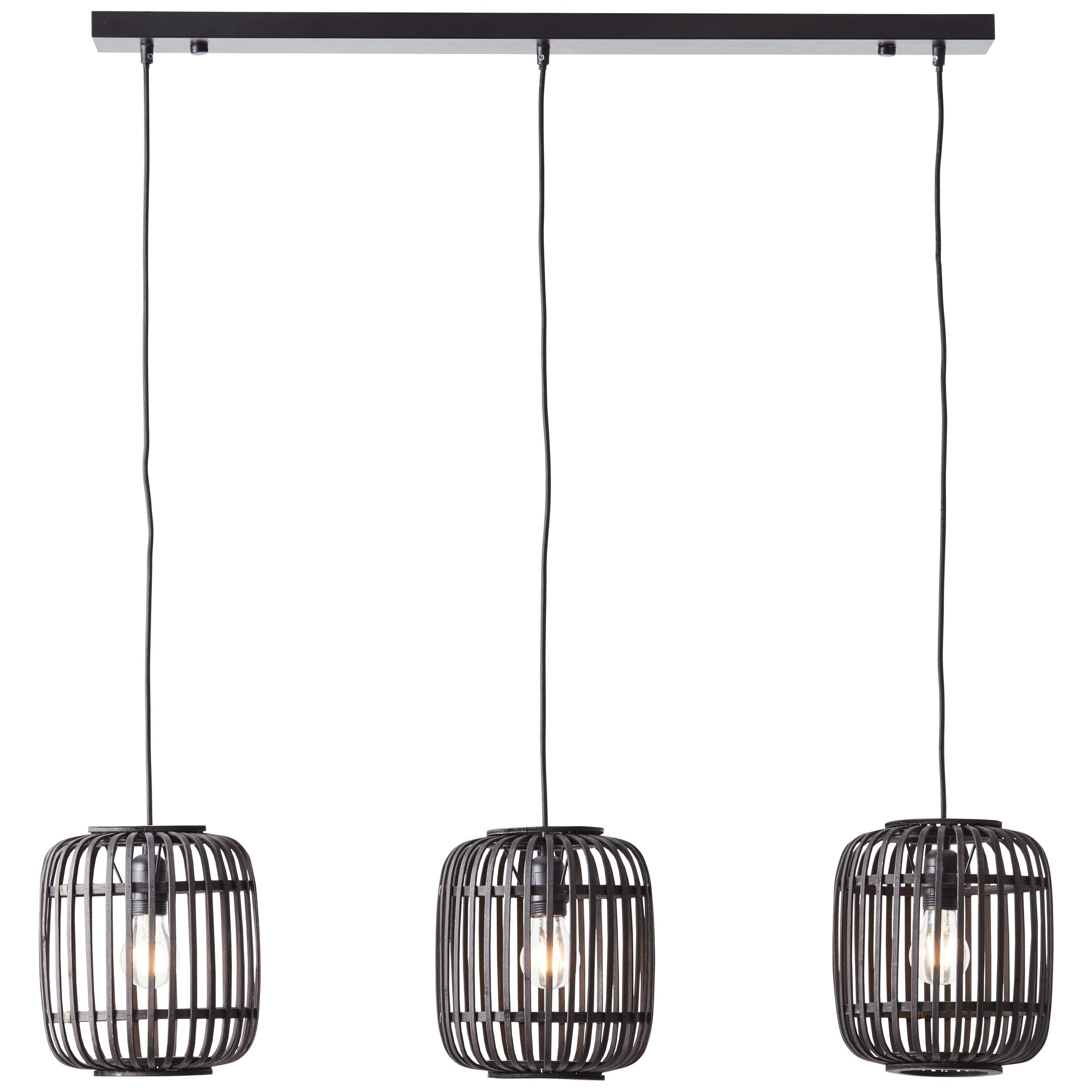 Hängeleuchte Woodrow Dunkelbraun max. 60 Watt - Dunkelbraun/Schwarz, Design, Holz/Metall (105/125/21,5cm) - Brilliant
