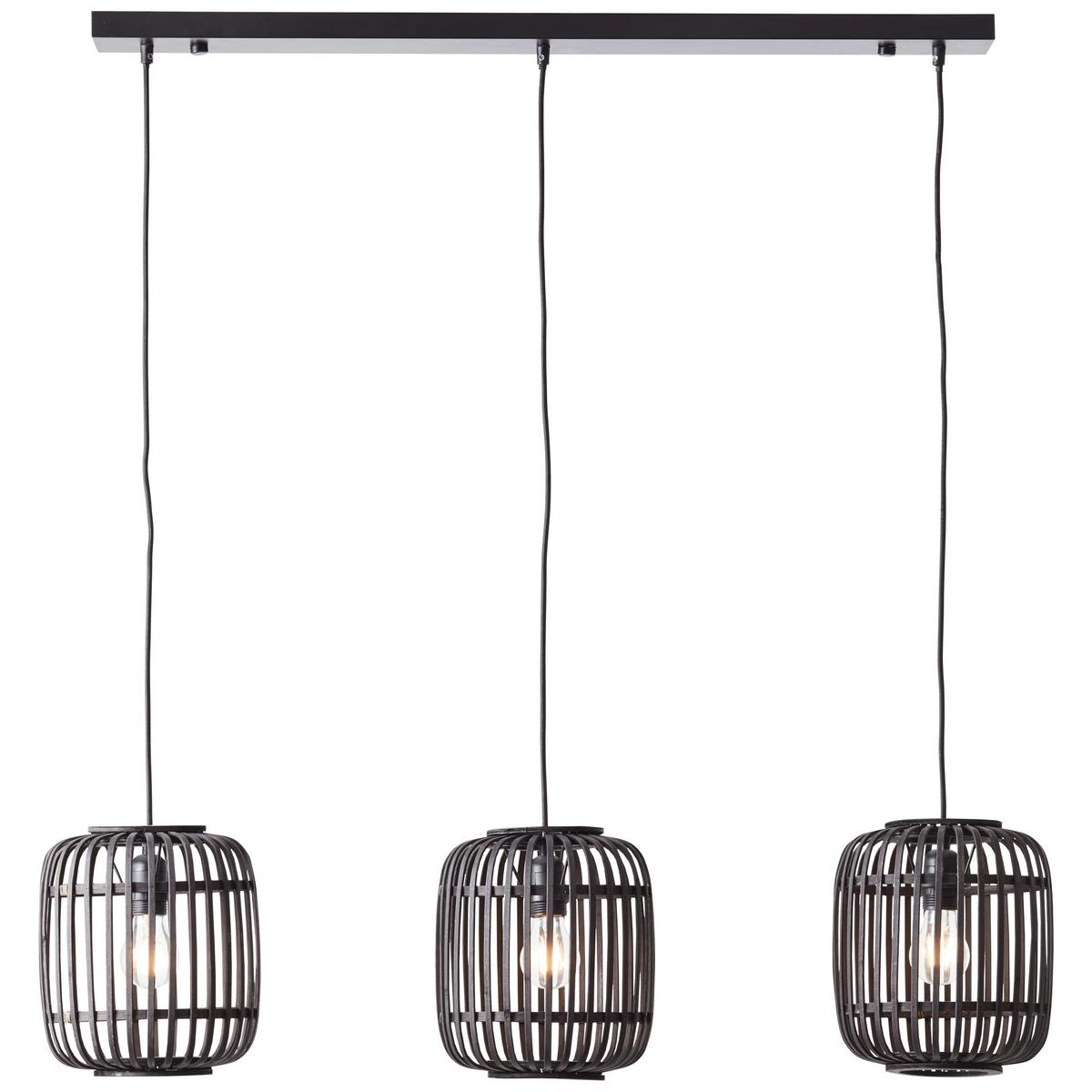 Hängeleuchte Woodrow Dunkelbraun max. 60 Watt - Dunkelbraun/Schwarz, Design, Holz/Metall (105/125/21,5cm) - Brilliant