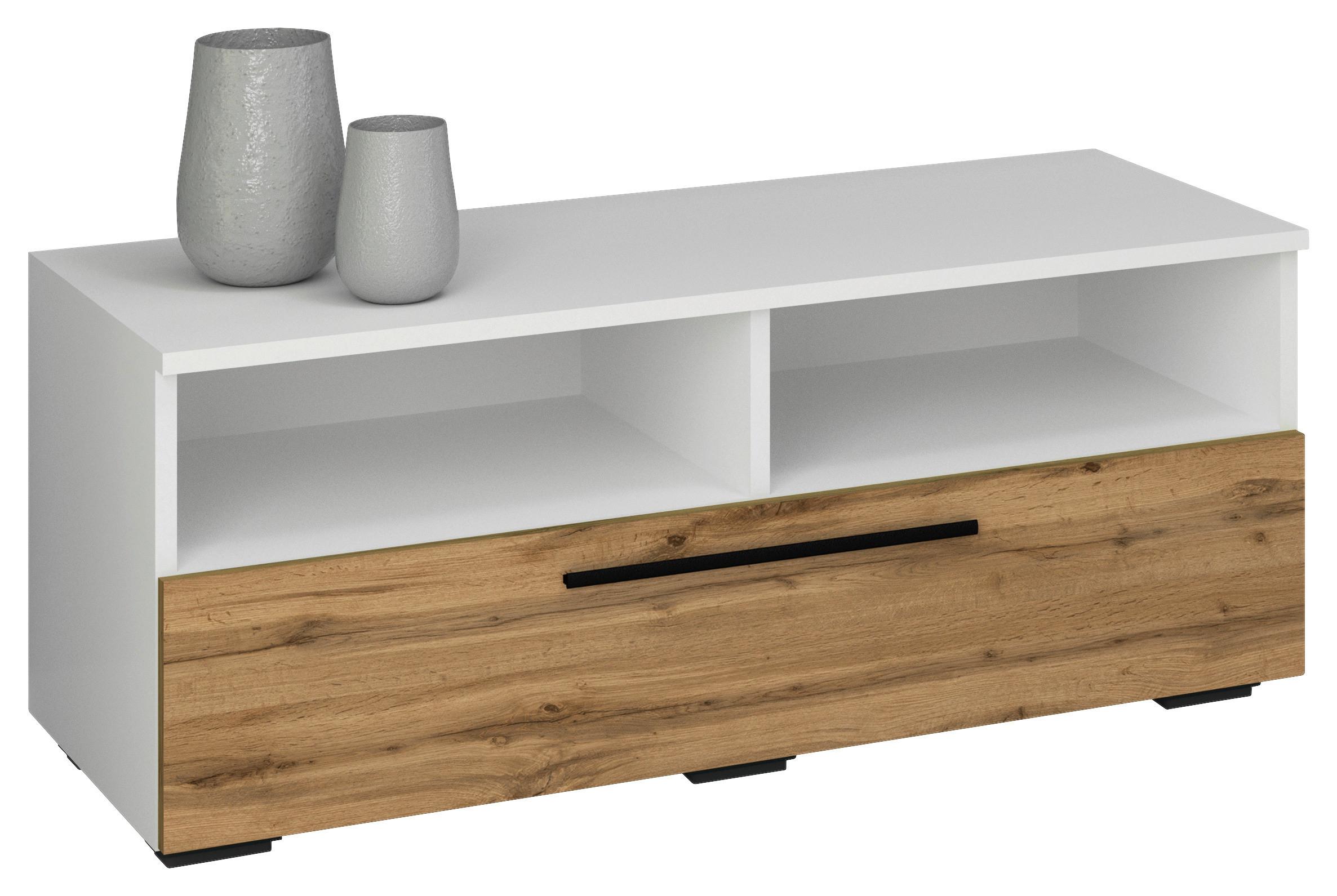 Nizka Omarica Arila, Hrast, Bela - črna/bela, Moderno, kovina/umetna masa (95/39/40cm) - MID.YOU