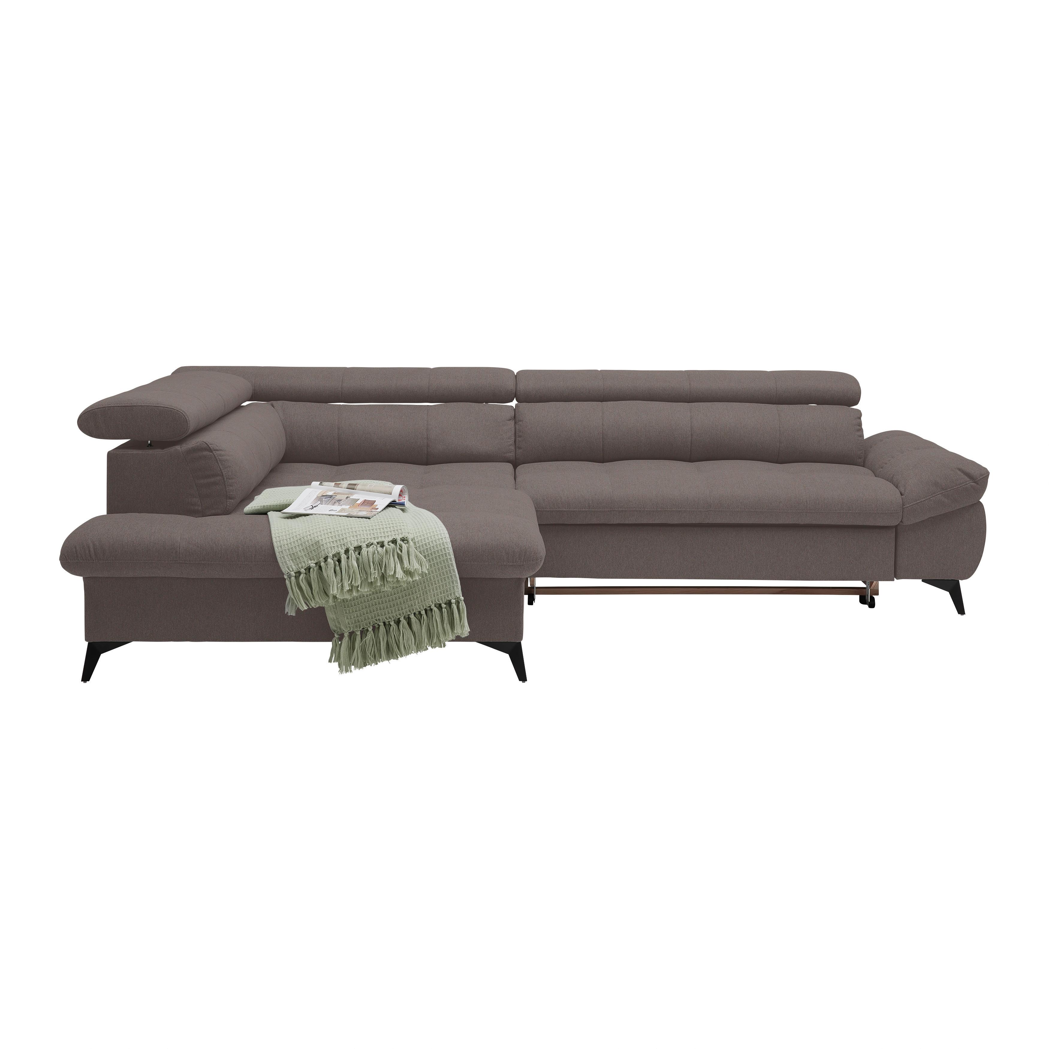 Wohnlandschaft Alberto Graphitfarben - Graphitfarben/Schwarz, MODERN, Textil/Metall (296/78/201cm) - Mömax