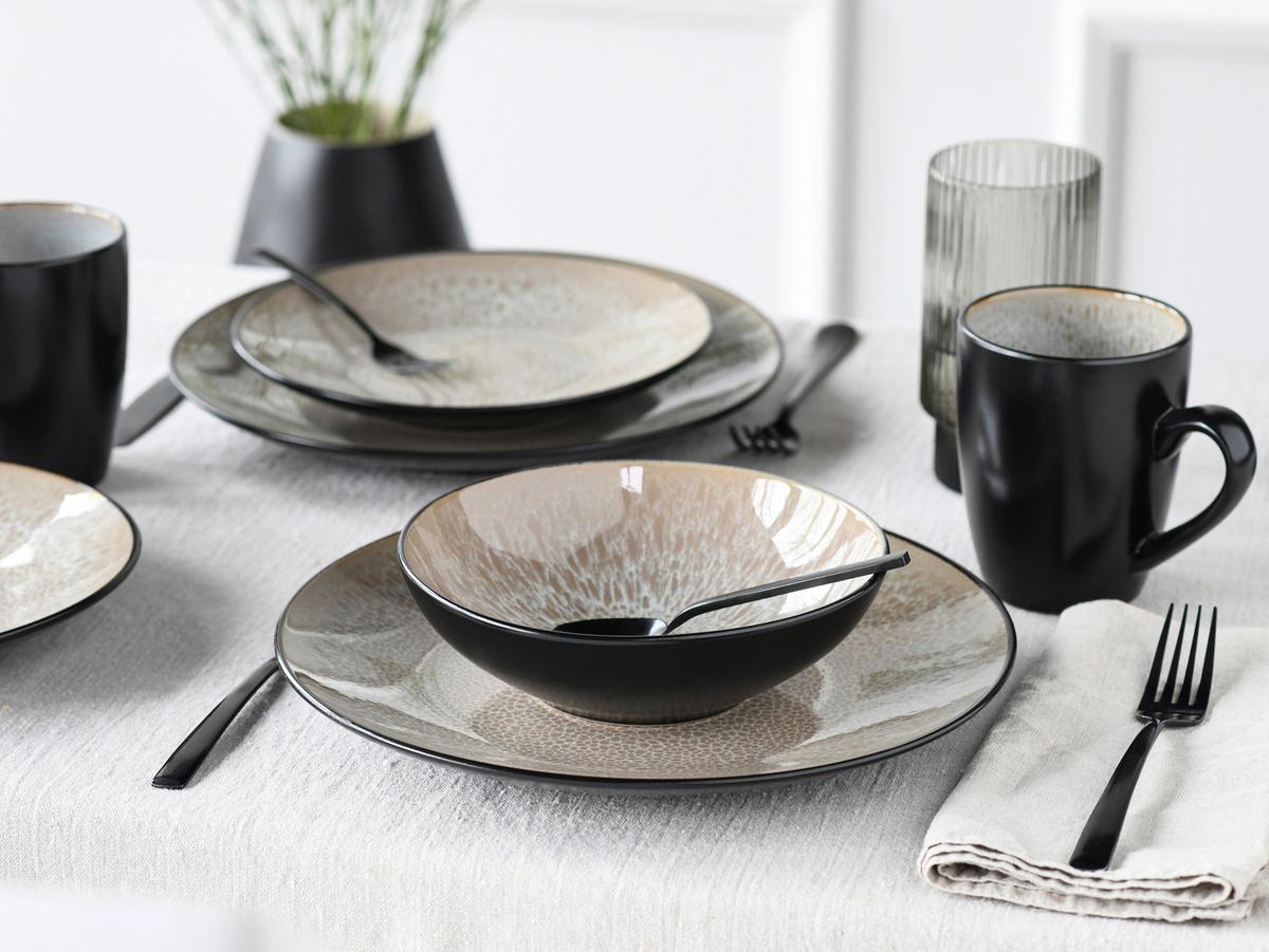 Kombinirani Servis Malmö, 16-Delni - črna/bež, Basics, keramika - Creatable