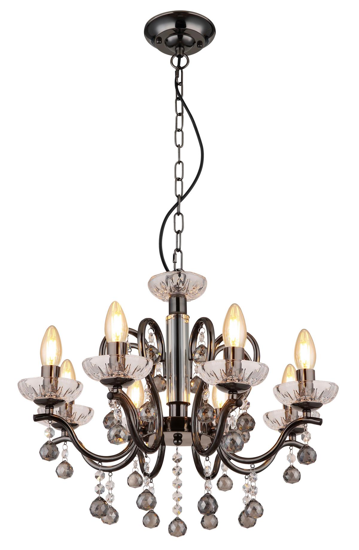 Lestenec Camila - črni krom/prozorno, Konvencionalno, kovina/steklo (52/125cm) - Globo