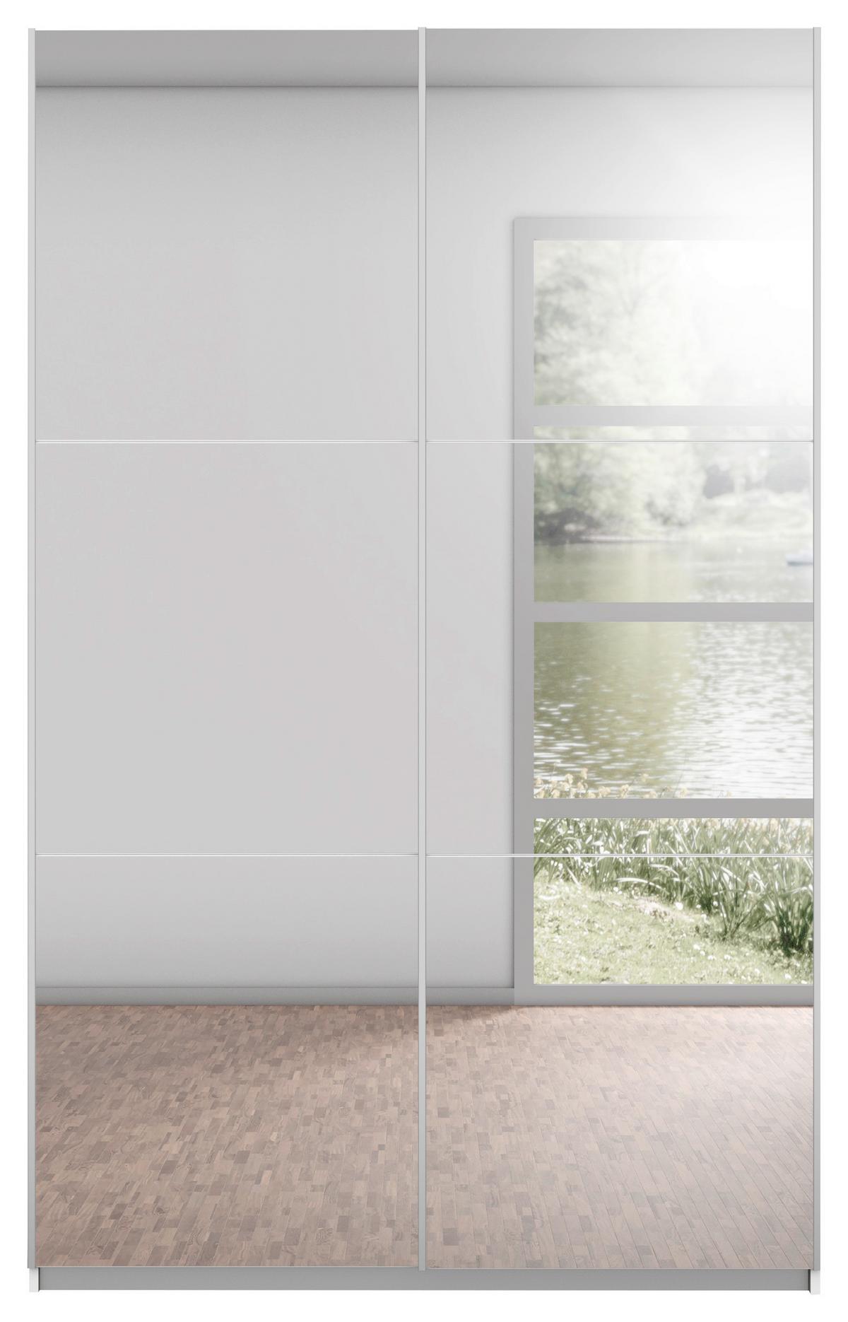 DULAP USI CULISANTE REFLECT - argintiu/alb, Modern, material pe bază de lemn (131/210/59cm)
