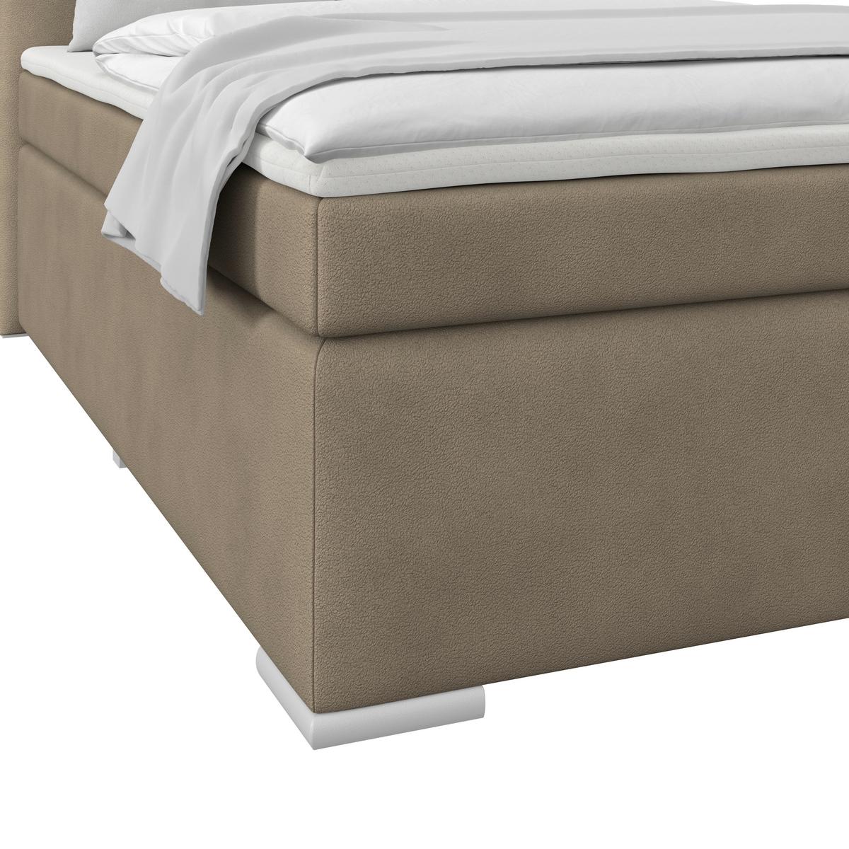 Boxspring Krevet Mira - srebrne boje/taupe, Konvencionalno, drvo/tekstil (120/200cm) - Best Price