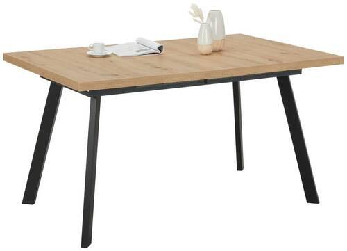 Ausziehtisch Dinner Eiche Artisan ca. 140-190x90x75cm - Eichefarben/Schwarz, MODERN, Holzwerkstoff/Metall (140-190/90/75cm) - Mömax