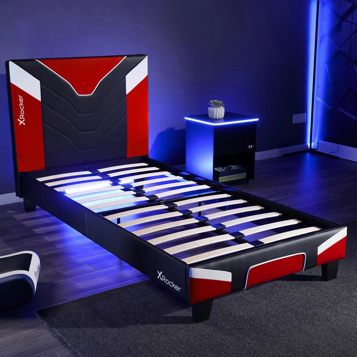 Gamingbett Cerberus 90x190 cm Schwarz/Weiß/Rot - Rot/Schwarz, MODERN, Holzwerkstoff/Kunststoff (90/190cm) - X Rocker