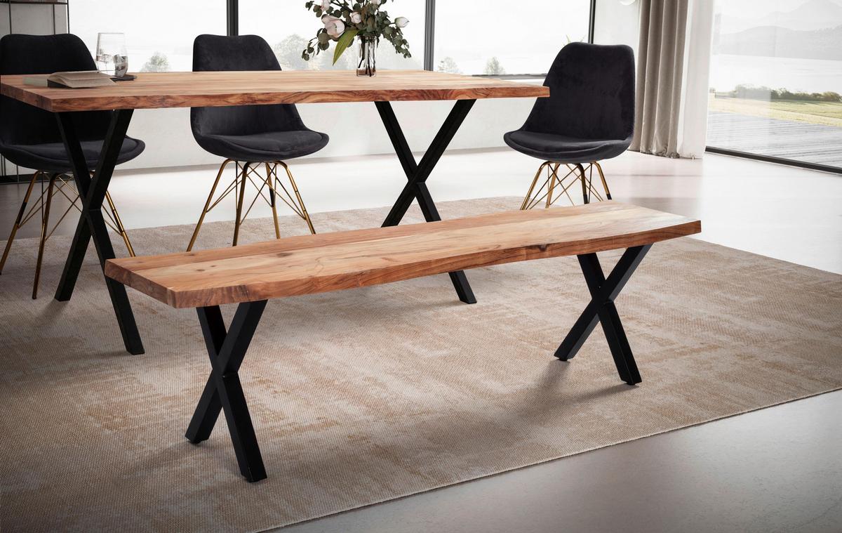 Klop Wl7.300 - črna/barve akacije, Moderno, kovina/les (180/45,5/40cm) - MID.YOU