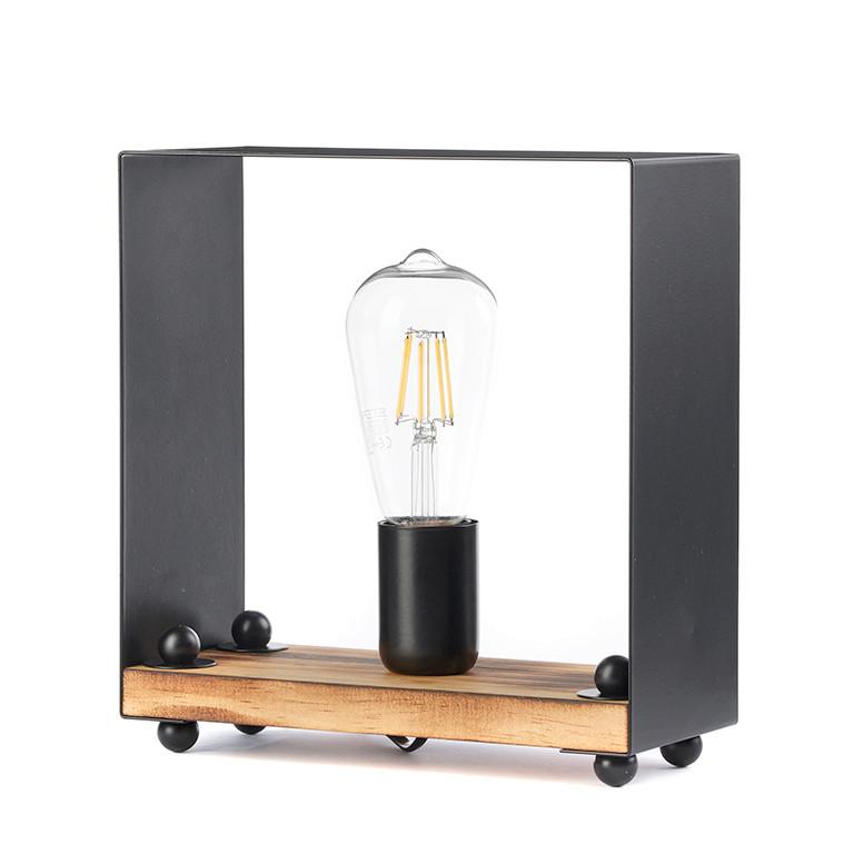 Tischleuchte Susan Braun/Schwarz max. 22 Watt - Schwarz/Braun, Natur, Holz/Metall (13/10/15cm)