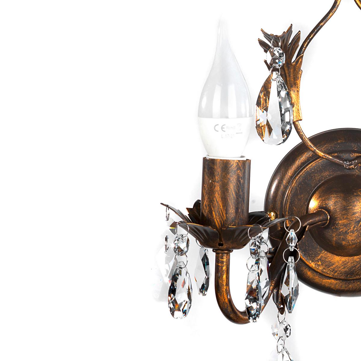 Wandleuchte Teresa Bronzefarben max. 6 Watt - Bronzefarben, KONVENTIONELL, Glas/Metall (30/30/20cm)