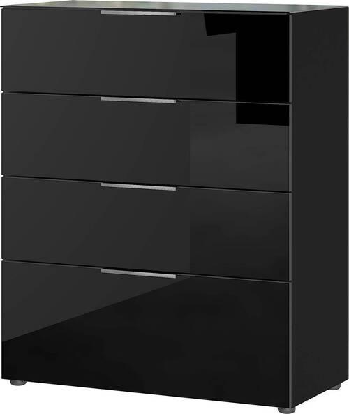 Kommode Oakland in Schwarz - Silberfarben/Schwarz, Modern, Glas/Holzwerkstoff (83/102/42cm) - Premium Living