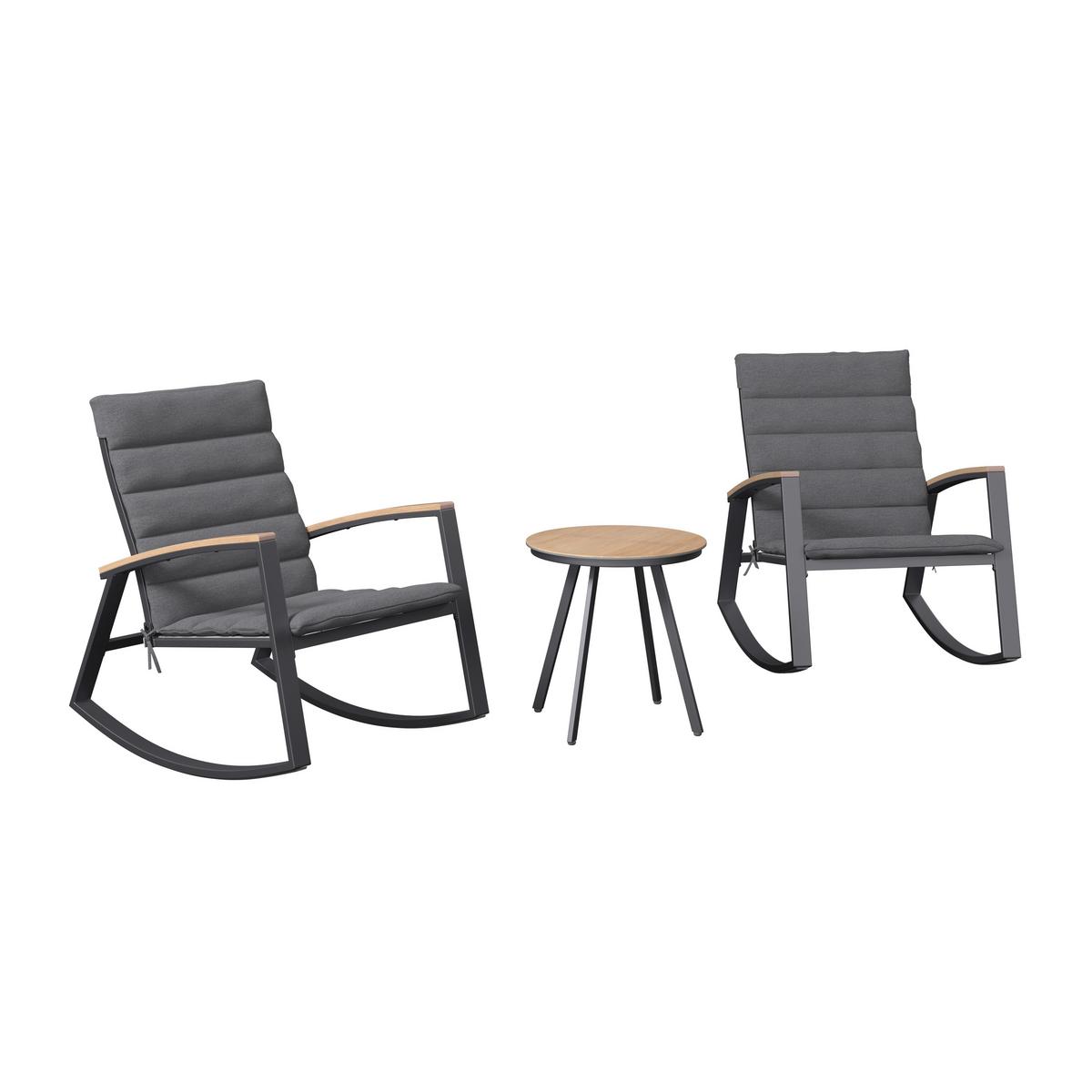 Balkonset Relax Naturfarben/Dunkelgrau - Dunkelgrau/Naturfarben, Basics, Glas/Holz (82/64/84cm)