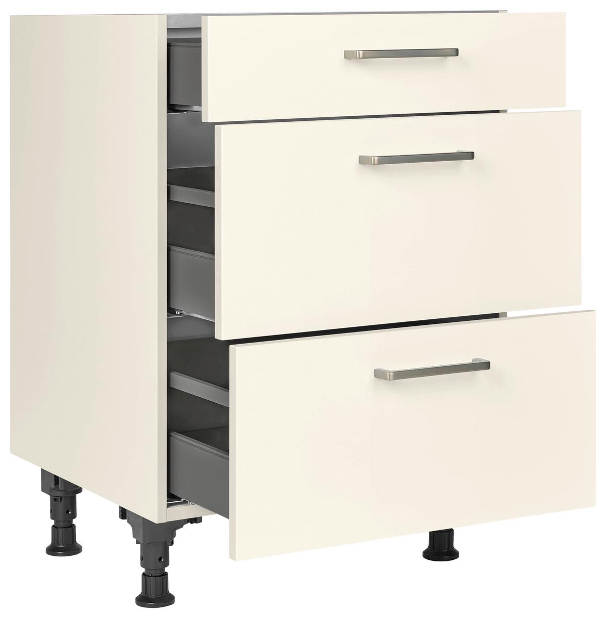 Schubkastenunterschrank Touch Magnolie - Edelstahlfarben/Magnolie, MODERN, Holzwerkstoff/Metall (60/87/56cm) - Nobilia