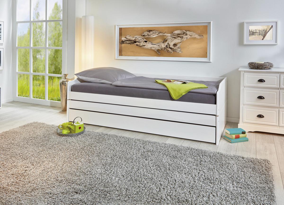 Mladinska Raztegljiva Postelja Lotar, Bela, 90-180x200 - bela/naravne barve, Konvencionalno, les (90/200cm) - MID.YOU