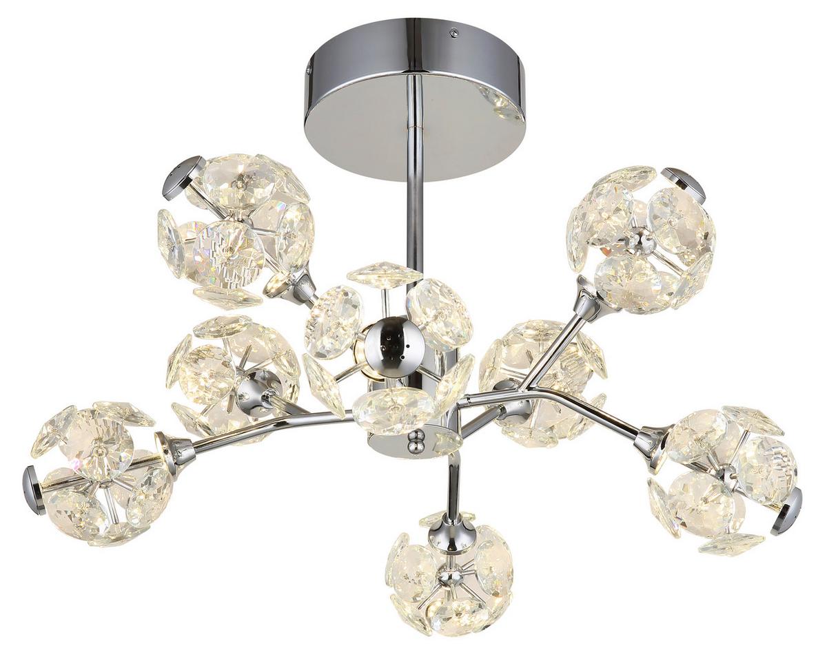 LED-DECKENLEUCHTE 16047-8DC VIRINA - Klar/Chromfarben, Konventionell, Glas/Metall (68/38cm) - Globo