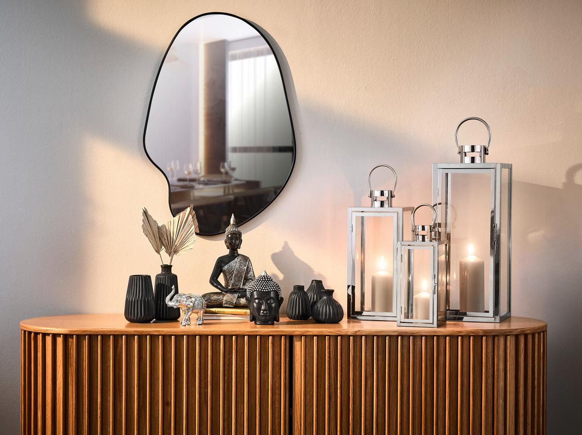 LATARNIA XL07201-SET3 - kolor srebrny/kolor chromowy, Lifestyle, metal/szkło (17/40/17cm) - Ambia Home